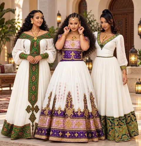 Three habesha kemis styles